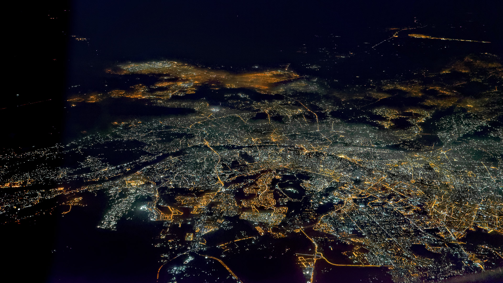 Cairo, aerial image, night, city lights