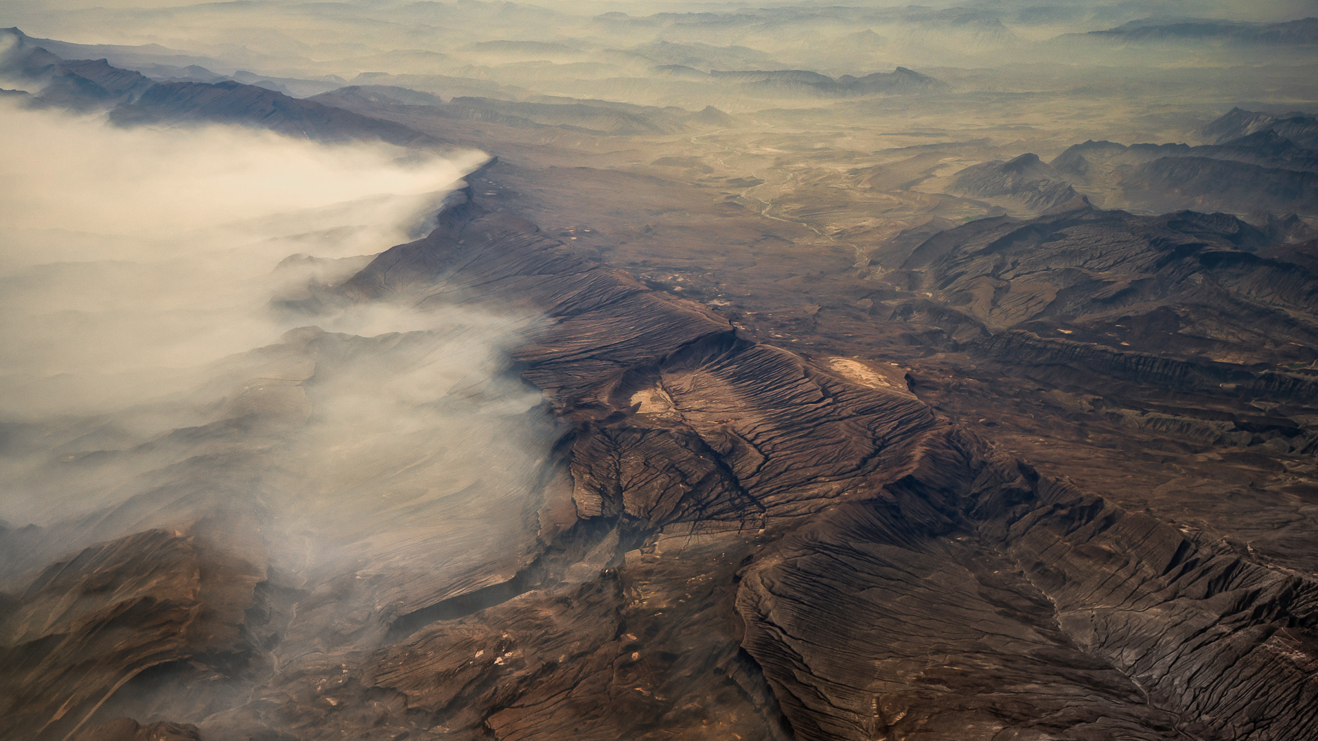 Pakistan, aerial image, orographic clouds, desert