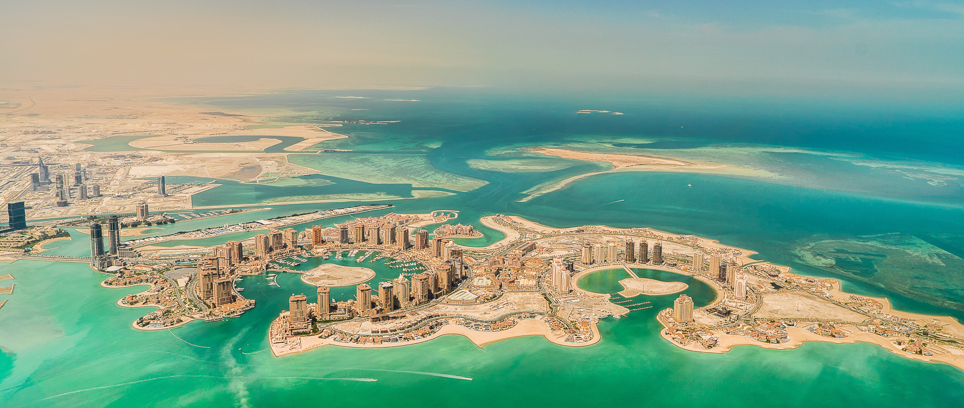 Qatar, aerial image, Doha, Pearl, reclaimed land