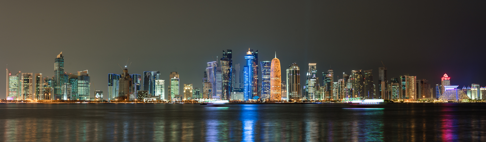 Doha, Qatar, night, panorama, West Bay