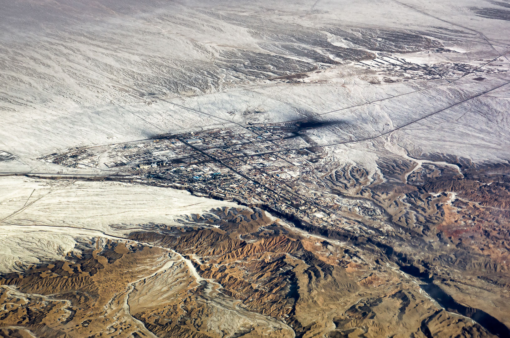 aerial image, Xinjiang, Tibet, China, town